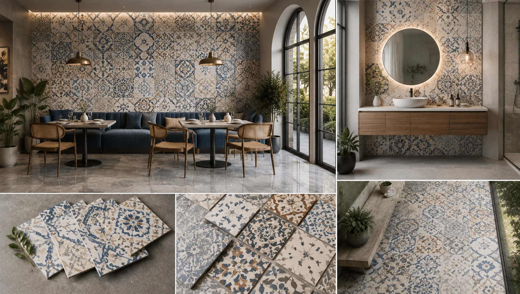 Decorative porcelain tiles